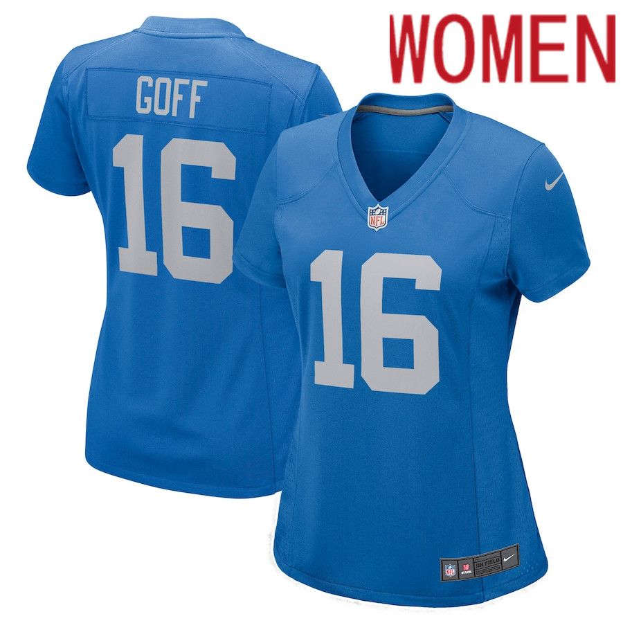 Women Detroit Lions #16 Jared Goff Nike Blue Game Player NFL Jersey->women nfl jersey->Women Jersey
